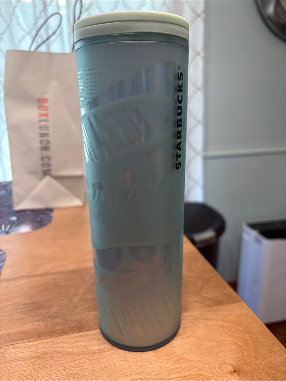 Starbucks Frosted Teal Tall Travel Tumbler with light green Lid